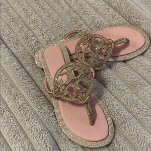 Tory Burch Pink and Gold Sandals